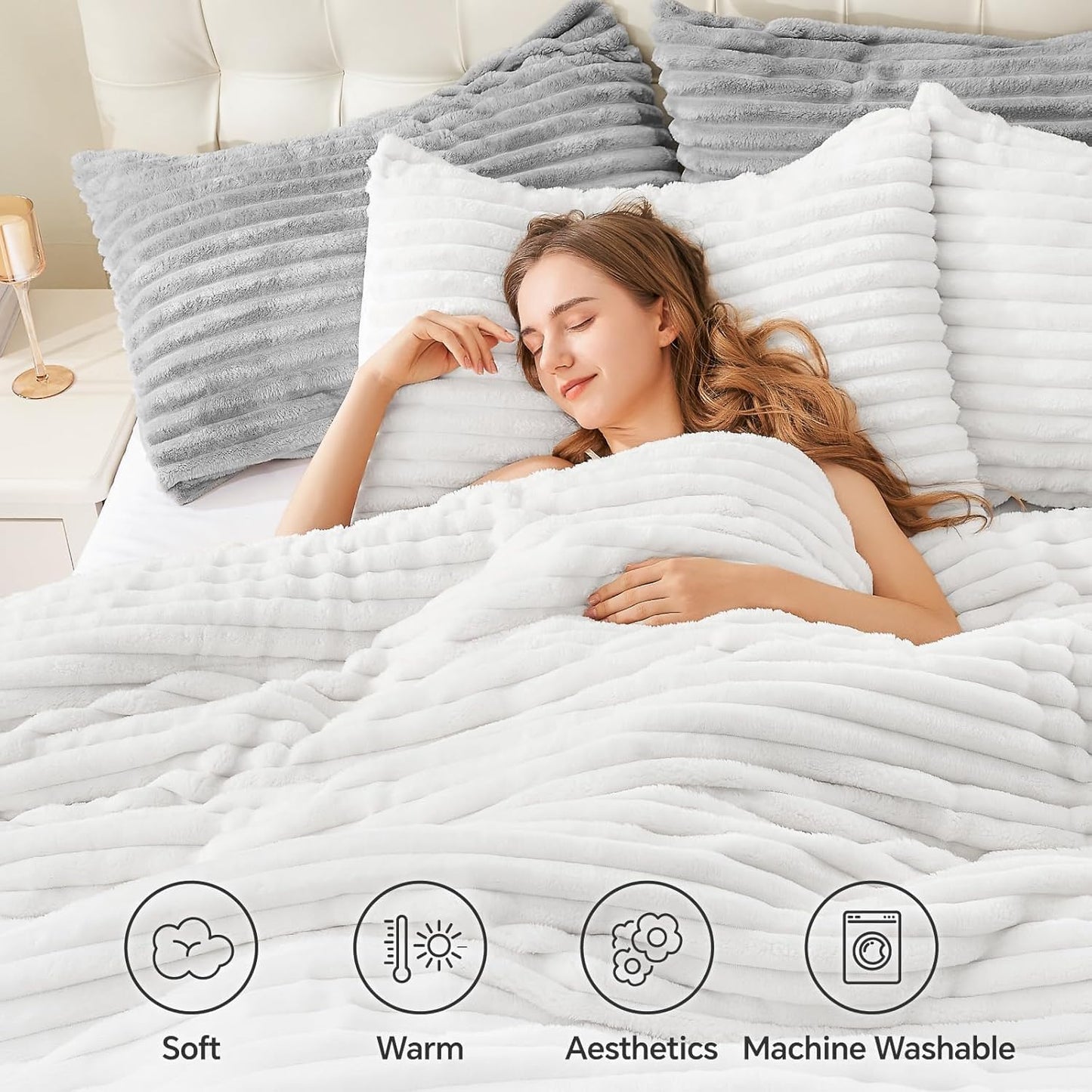 Fluffy Bright White Bedding